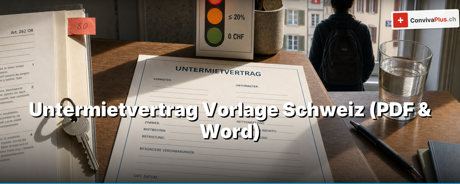 Untermietvertrag Vorlage Schweiz: kostenlos ausfüllen (PDF & Word) und der Mietzins-Check, der dich vor dem Rauswurf schützt